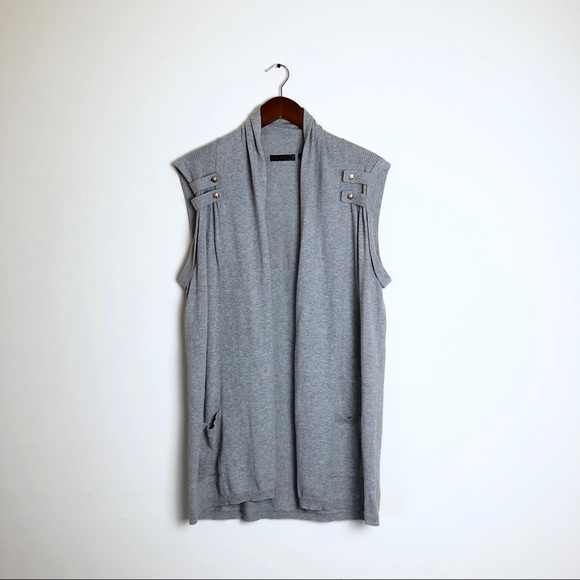 JW Long Sleeveless Drape Cardigan - Picture 2 of 8